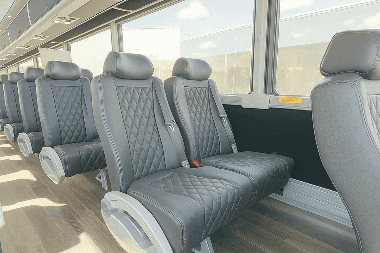 interior of Clearwater Shuttle Bus Rentals charter bus